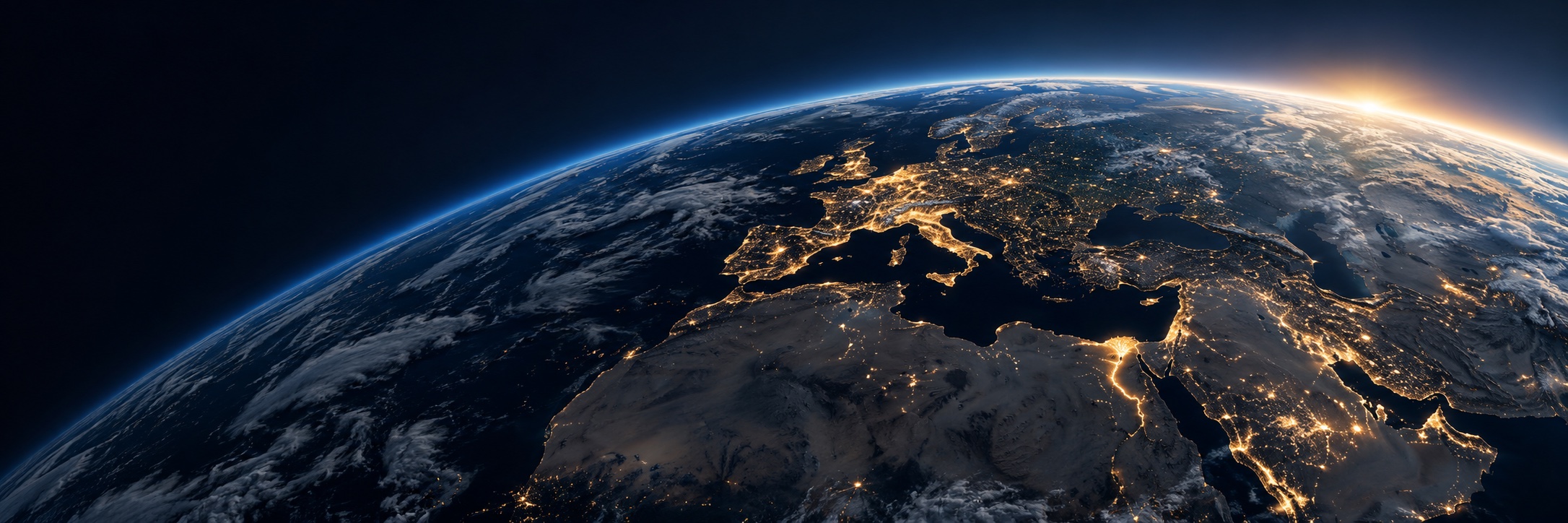 Atmospheric illustration of Earth at night